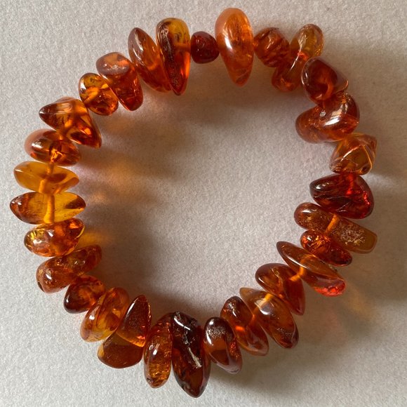 Bracelet Genuine Amber Stretch One Size Fits All Unisex Jewelry Women's Men's - Picture 9 of 11